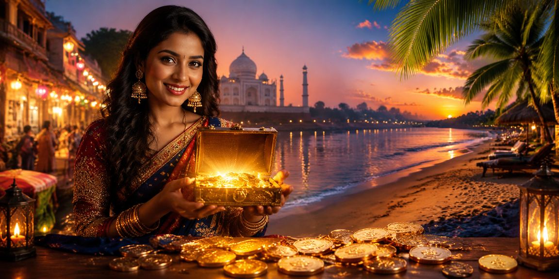Taj Mahal view with beach and local payment options